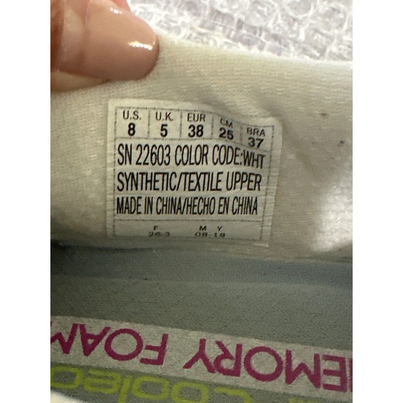 Skechers Sneakers Slip On Walking Shoes‎ Memory Foam White Silver Size 8 - Picture 5 of 6
